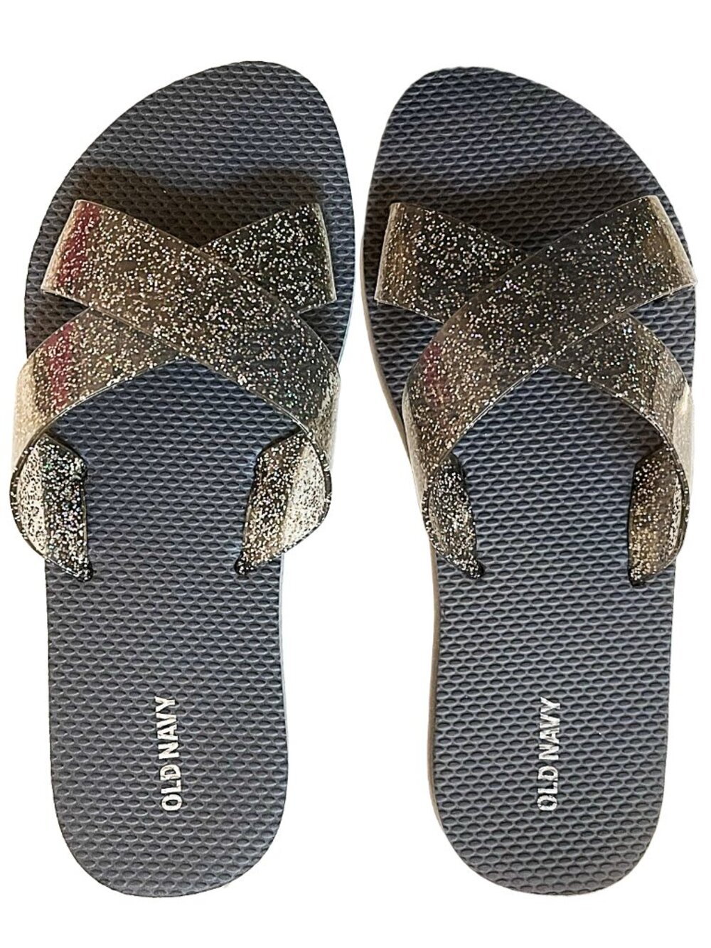 Old Navy Glitter Jelly Slide Sandals Gray Size 8 NWOT